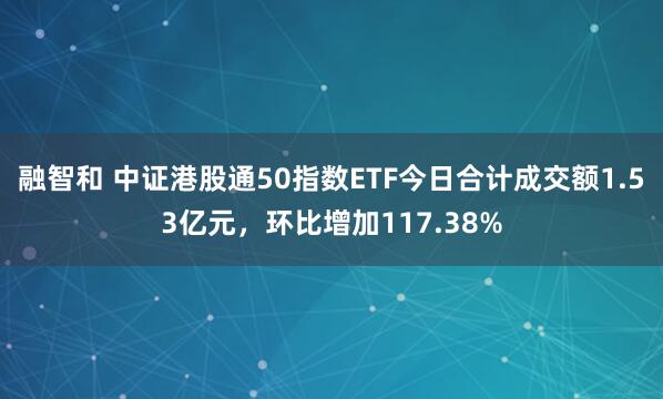 融智和 中证港股通50指数ETF今日合计成交额1.53亿元，环比增加117.38%