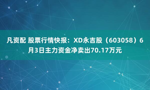 凡资配 股票行情快报：XD永吉股（603058）6月3日主力资金净卖出70.17万元